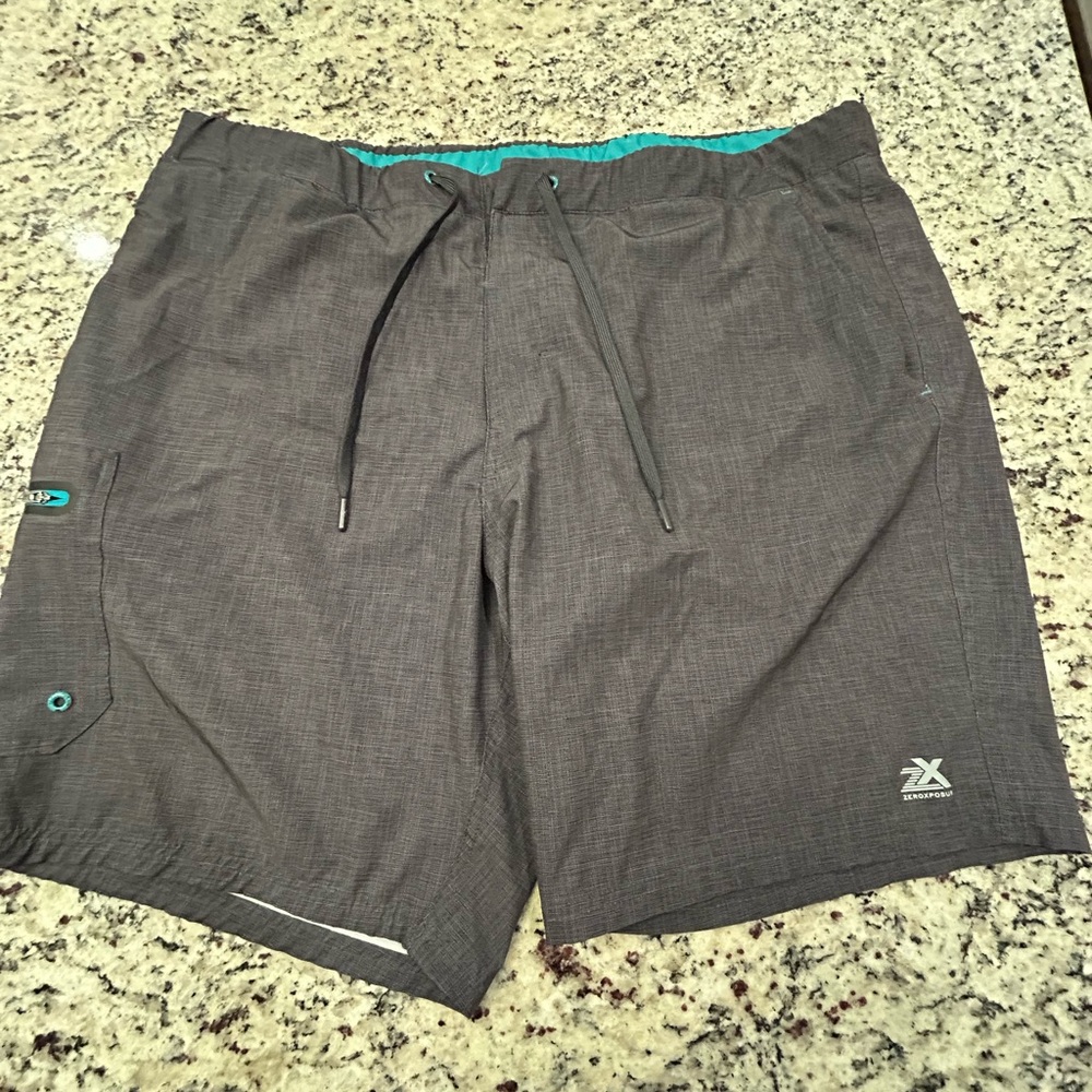 ZGray Swim Shorts with Teal‎ Accents NWOT